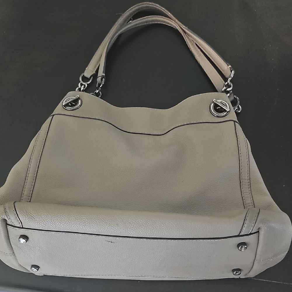 Coach Taupe Leather Shoulder Bag with Silver Hardware